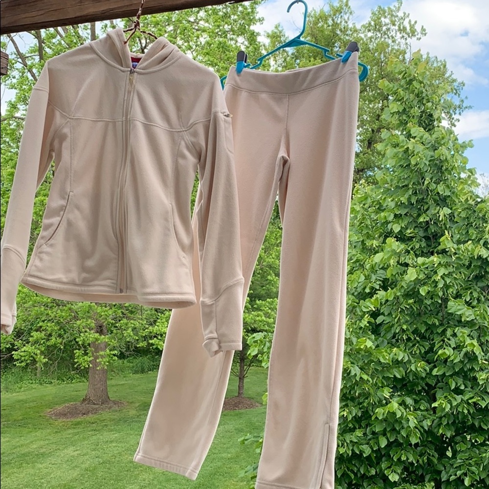 Fleece zipper hoodie top and matching bottoms